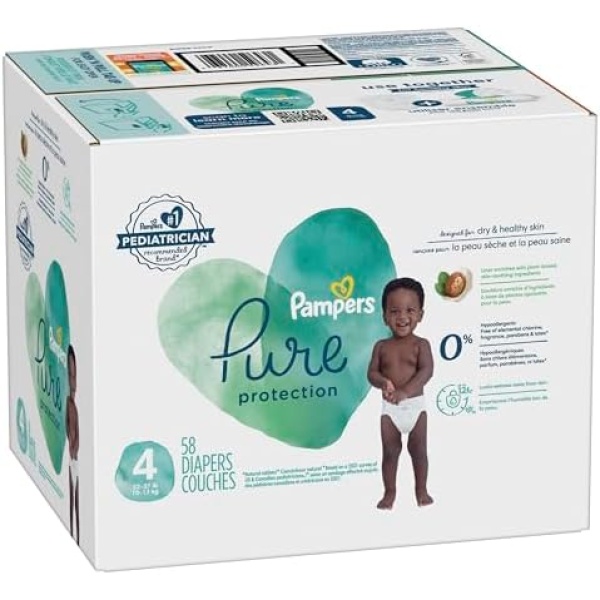 Pampers Pure Protection Diapers - Size 4, 58 Count, Hypoallergenic Premium - Image 12