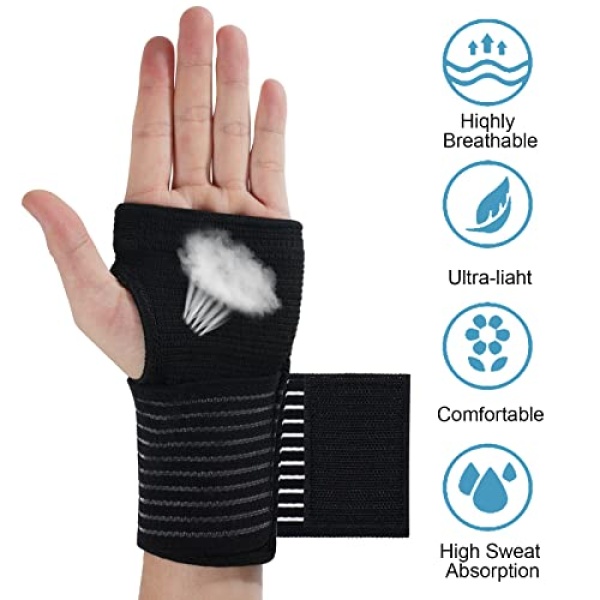 ACWOO Wrist Brace, 2 Pack Elastic Wrist Support with Strap, Adjustable Wrist - Image 2