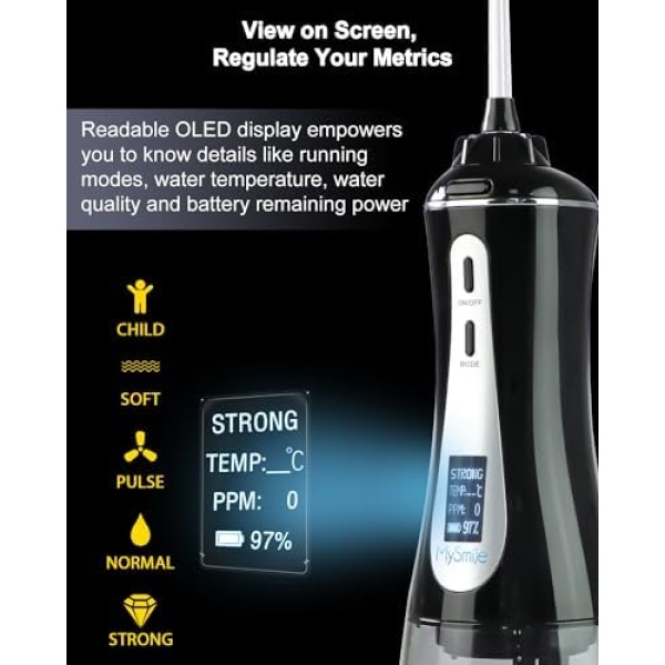 MySmile Cordless Water Flosser for Teeth Cleaner, 350ml Dental Plaque Remover - Image 4