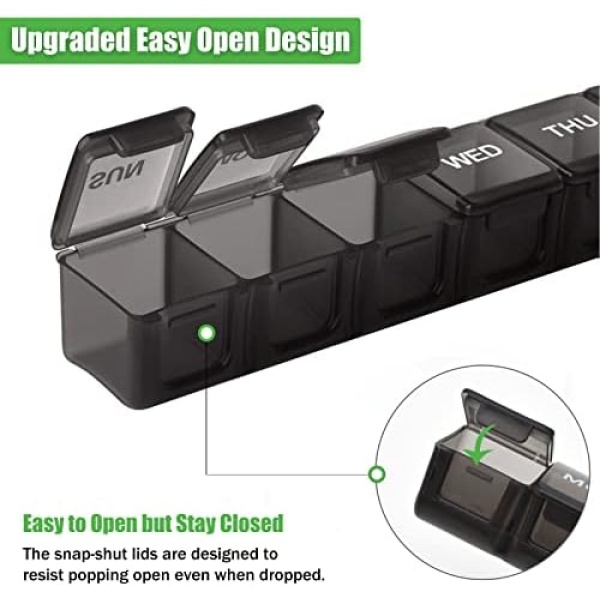 2 Pack Weekly Pill Organizer, Large 7 Day Pill Case, Daily Vitamin Case Medicine - Image 3