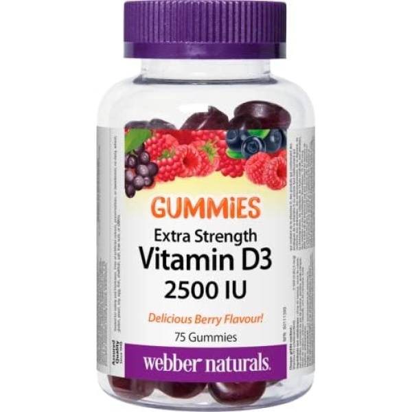 Webber Naturals Vitamin D3 2500 IU, 75 Gummies, For Healthy Bones, Teeth