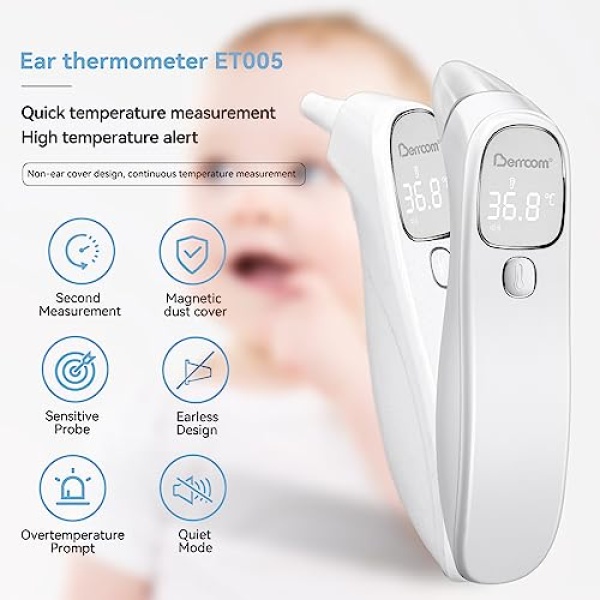 Berrcom Forehead and Ear Thermometer for Adults and Kids, Digital Infrared - Image 2