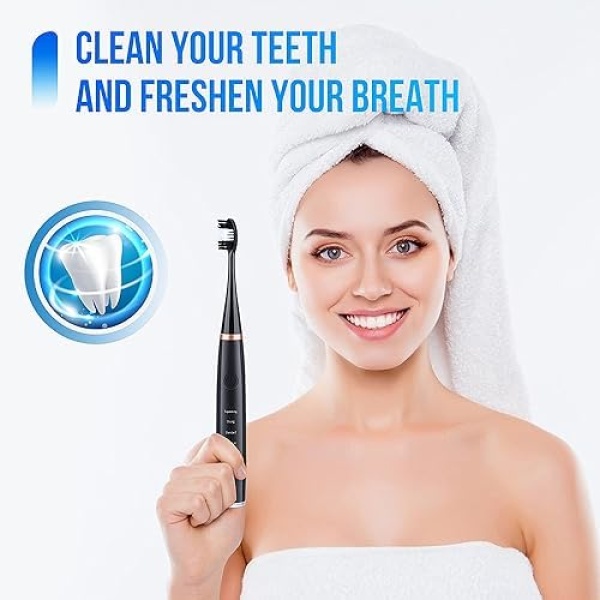 BESUNTEK IPX7 Waterproof Electric Tooth Cleaner with Mouth Mirror, Portable - Image 3