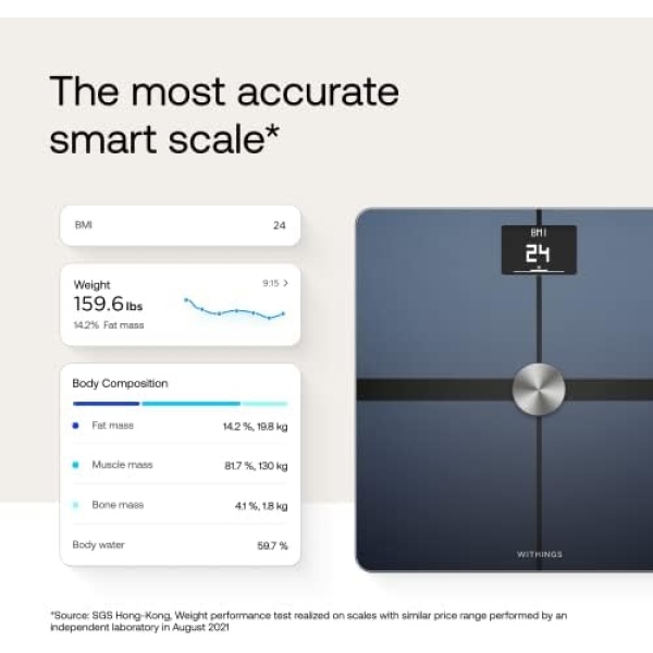 Withings Body+ Wi-Fi bathroom scale for Body Weight - Digital Scale and Smart - Image 3