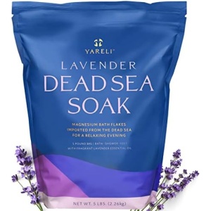 Yareli Dead Sea Bath & Foot Soak, Lavender Magnesium Bath Salt Flakes, Stronger