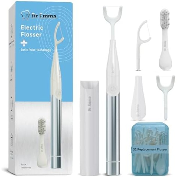 Dr. Emma Electric Vibration Flosser, Power Flosser for Adults, Gum Stimulator,