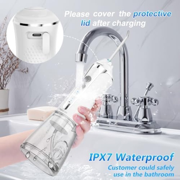 H2ofloss Water Dental Flosser Cordless, 300ML Rechargeable Oral Irrigator for - Image 6