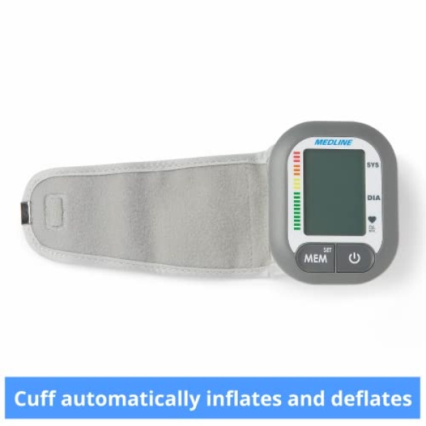 Medline Digital Wrist Blood Pressure Monitor, BP Cuff with Batteries Included - Image 4