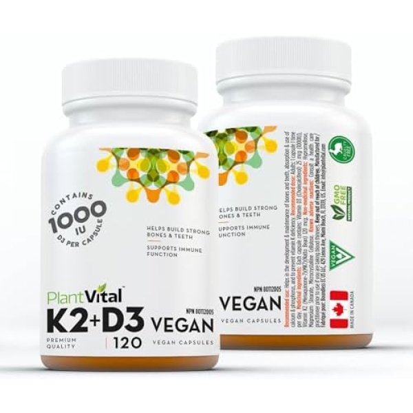 PlantVital High-Potency Vegan Vitamin D3 + K2 - (25 mcg + 120 mcg) - Image 6