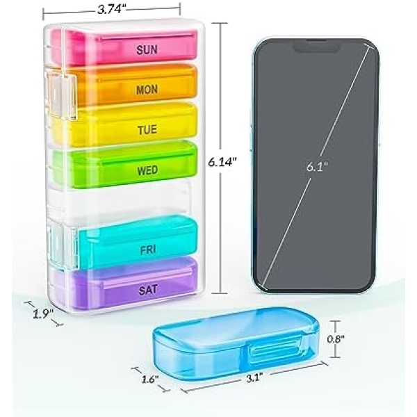 ZIKEE 7 Packs Extra Large Pill Organizer, Portable Pill Box 7 Day for Pocket - Image 7