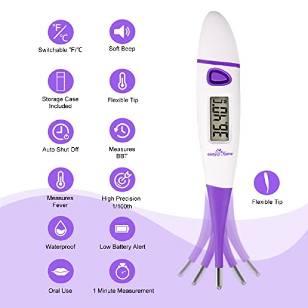 Easy@Home Digital Basal Body Thermometer: Oral Ovulation Tracking Thermometer, - Image 2