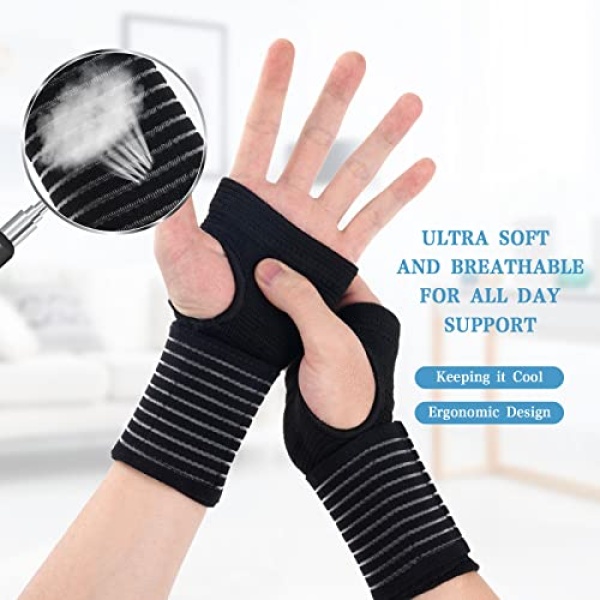 ACWOO Wrist Brace, 2 Pack Elastic Wrist Support with Strap, Adjustable Wrist - Image 3