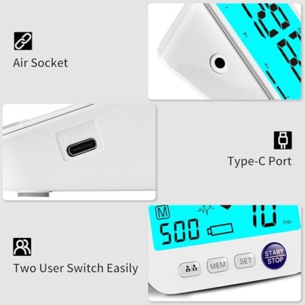 Blood Pressure Monitor Upper Arm Large LED Backlit Screen 1000 Sets Memory - Image 5