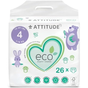 ATTITUDE Eco-Friendly Diapers, Non-Toxic, Hypoallergenic, Safe for Sensitive