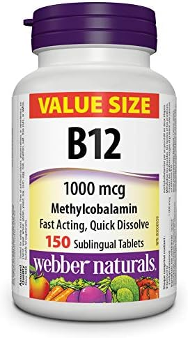 Webber Naturals Vitamin B12 1000 mcg, Quick Dissolve, 150 Tablets
