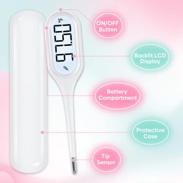 Digital Basal Body Oral Thermometer: Easy@Home Large Backlit Display - 2 Modes - - Image 7