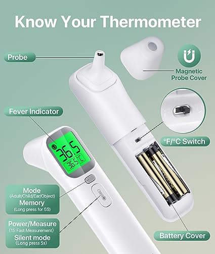 Forehead and Ear Thermometer, Digital Infrared Thermometer for Adults and Kids - Image 3