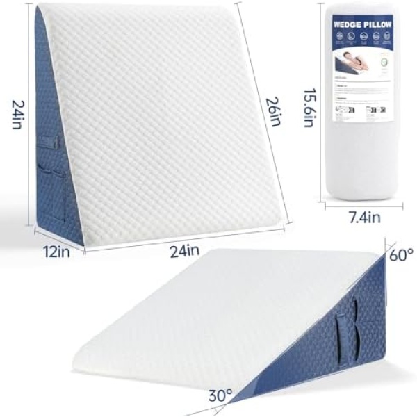 Wedge Pillow with Extra Replaceable Covers, 2024 New 12'' Bed Wedge Pillow - Image 8