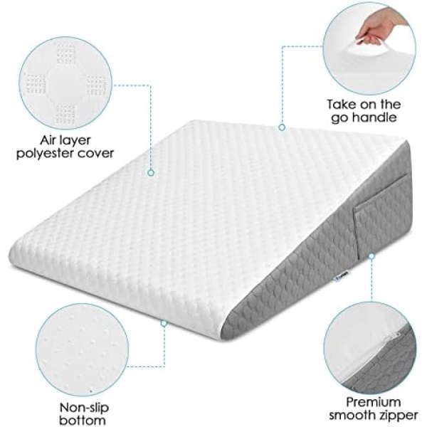 Forias 7.5" Wedge Pillow for Sleeping Bed Wedge Pillow for After Surgery - Image 3