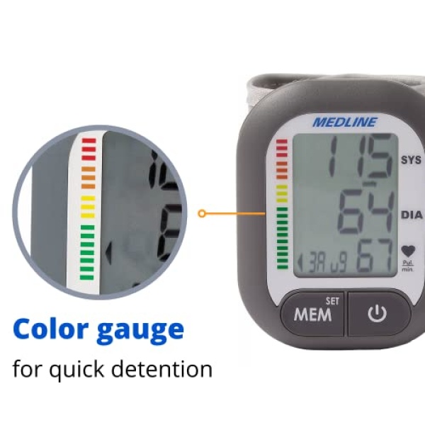 Medline Digital Wrist Blood Pressure Monitor, BP Cuff with Batteries Included - Image 5