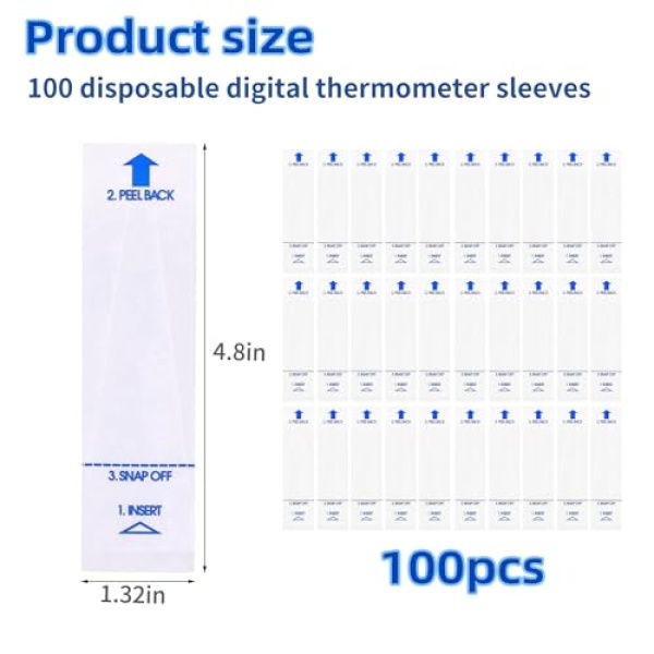 100 Pieces Digital Thermometer Probe Covers Disposable Thermometer Sleeves - Image 2