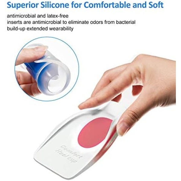 2 Pairs Gel Heel Cups, Silicone Heel Cup Pads for Plantar Fasciitis, Heel Spur & - Image 4