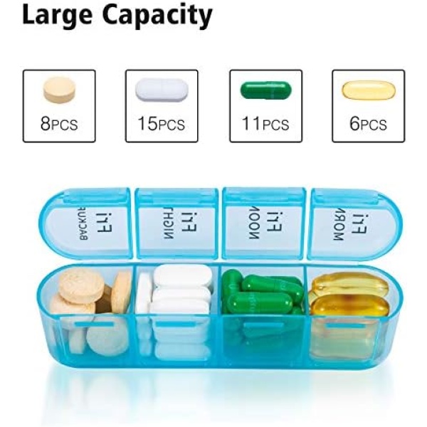 Daviky Pill Organizer 4 Times a Day, Daily Pill Box Organizer, Large Weekly - Image 2