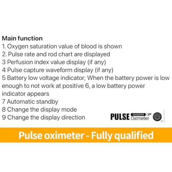 Finger Pulse Oximeter Larger Display Blood Oxygen Monitor with Batteries - Image 6