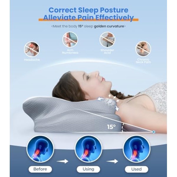 Ultra Pain Relief Cooling Pillow for Neck Support, Adjustable Cervical Pillow - Image 3