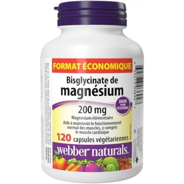 Webber Naturals Magnesium Bisglycinate 200 mg, 120 Capsules, Supports Bone - Image 2