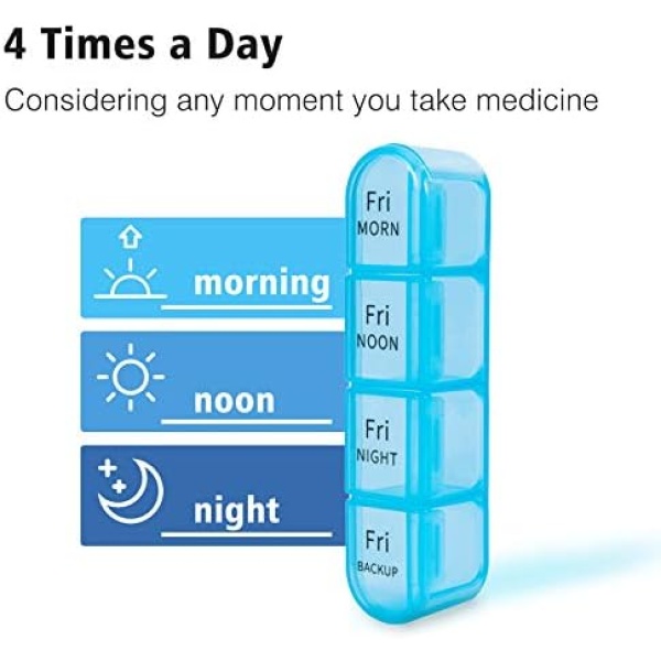 Daviky Pill Organizer 4 Times a Day, Daily Pill Box Organizer, Large Weekly - Image 3