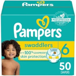 Pampers Swaddlers Diapers - Size 6, 50 Count, Ultra Soft Disposable Baby Diapers