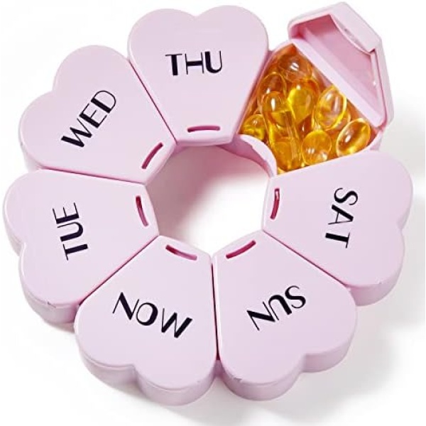 Cute Weekly Pill Box 7 Day, Heart Shaped Pill Case Organizer 1 time a Day - Image 6