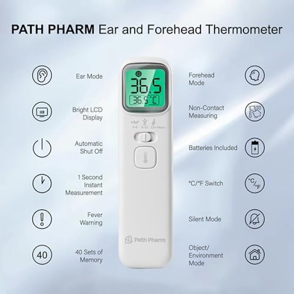 PATH PHARM Ear and Forehead Thermometer with Infrared Instant Read Digital - Image 3