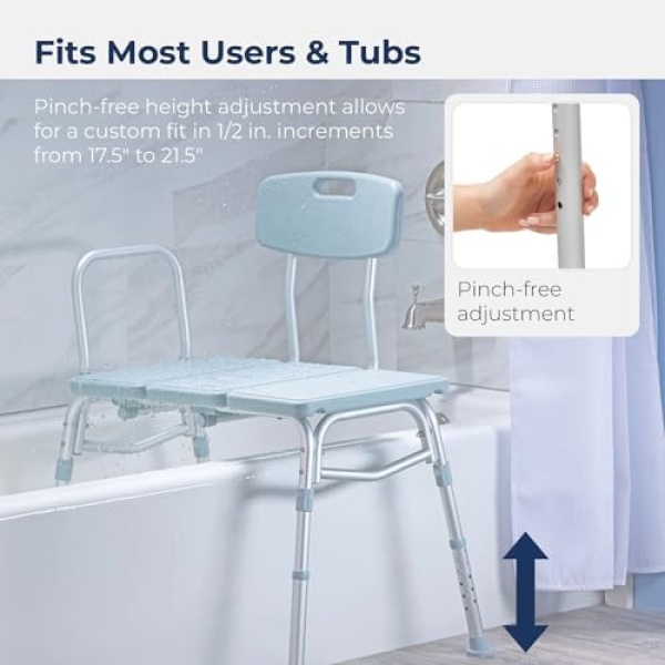 Drive Medical 12011KD-1 Tub Transfer Bench For Bathtub, Height Adjustable Shower - Image 6