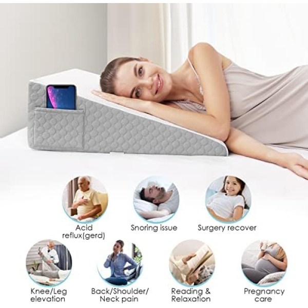 Forias 7.5" Wedge Pillow for Sleeping Bed Wedge Pillow for After Surgery - Image 4
