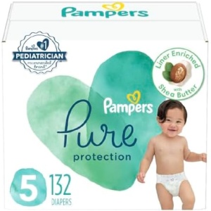 Pampers Pure Protection Diapers - Size 5, One Month Supply (132 Count),