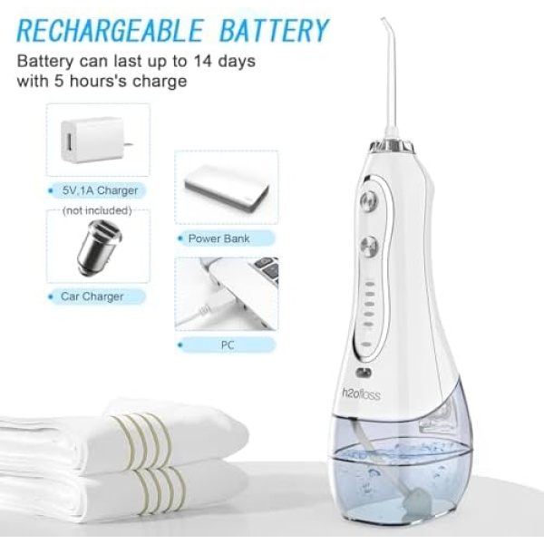 H2ofloss Water Flosser Portable Dental Oral Irrigator with 5 Modes, 6 - Image 4