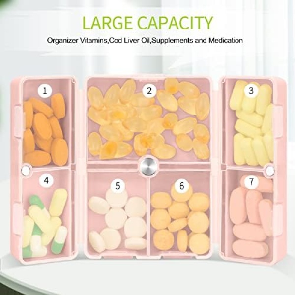 FYY Daily Pill Organizer, 7 Compartments Portable Travel Pill Case - Image 2