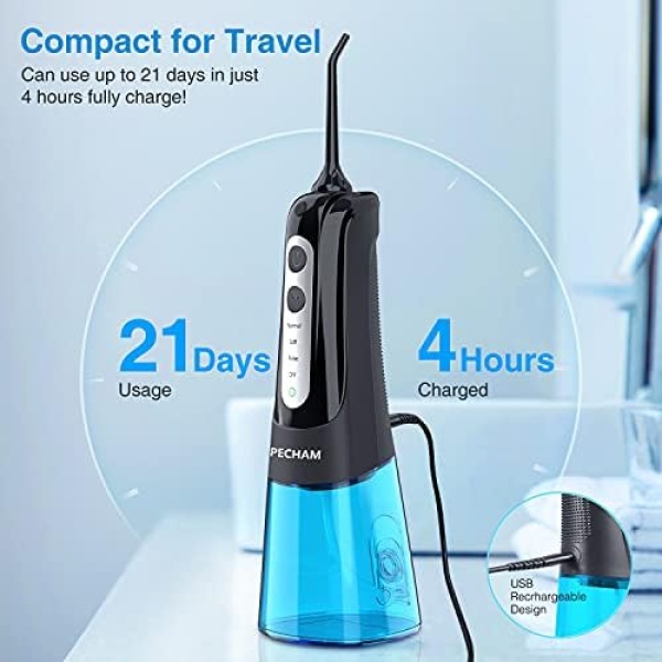 PECHAM Water Flosser Cordless Dental Pick for Teeth Clean, Professional Oral - Image 5