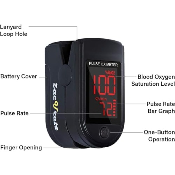 Zacurate Pro Series 500DL Fingertip Pulse Oximeter Blood Oxygen Saturation - Image 2