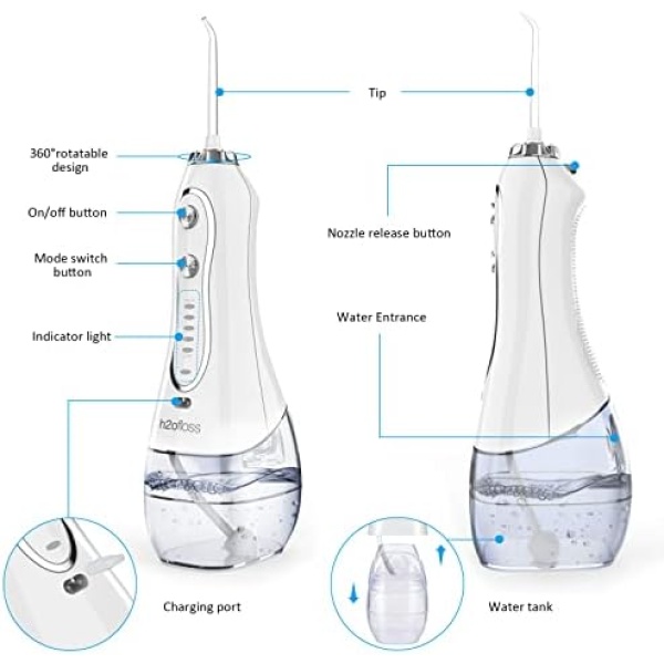 H2ofloss Water Flosser Portable Dental Oral Irrigator with 5 Modes, 6 - Image 3