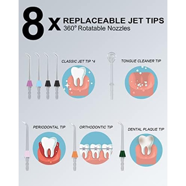 MySmile Cordless Water Flosser for Teeth Cleaner, 350ml Dental Plaque Remover - Image 7