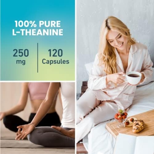 High Potency L-Theanine 250mg (Bonus Size 120 Capsules) - Relaxation, Stress - Image 3