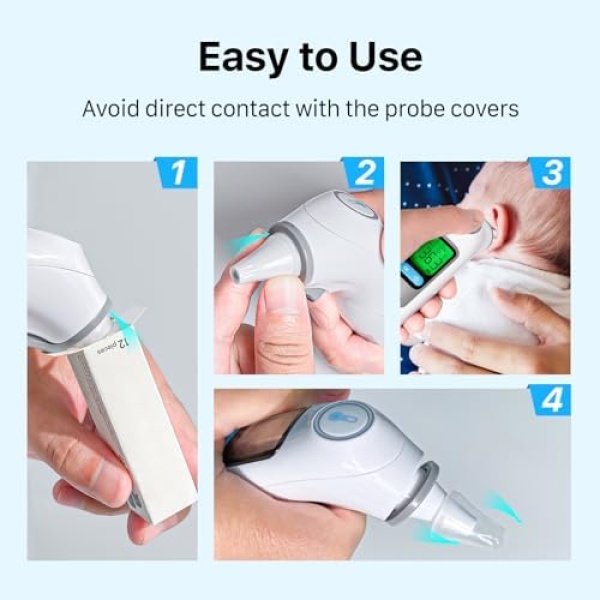 96 Counts Probe Covers, Disposable Covers 96 Pcs for Ear Thermometer DET-1015 - Image 4