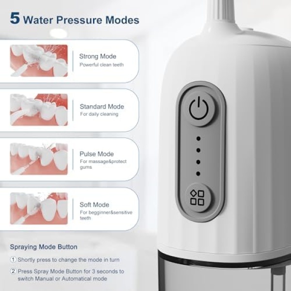 Geesoul Water Dental flosser for Teeth, Cordless Water Teeth Cleaner Picks with - Image 2