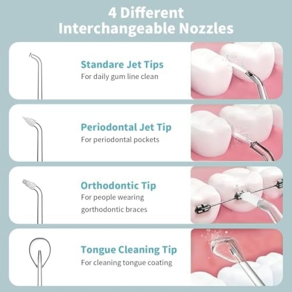 JIMOK Portable Water Flosser Mini Cordless Portable Oral Irrigator Water Teeth - Image 6