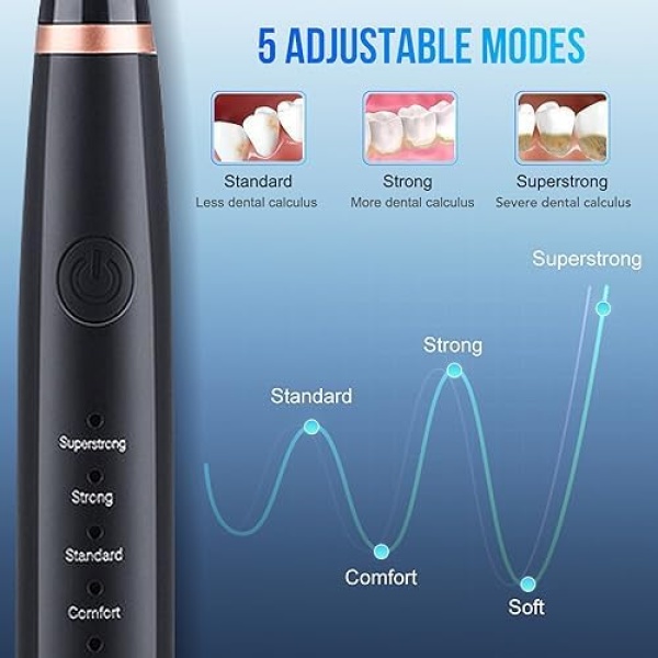 BESUNTEK IPX7 Waterproof Electric Tooth Cleaner with Mouth Mirror, Portable - Image 6
