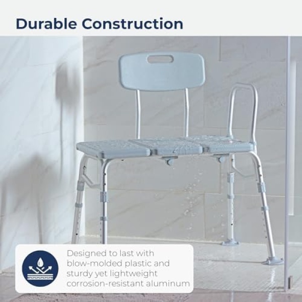 Drive Medical 12011KD-1 Tub Transfer Bench For Bathtub, Height Adjustable Shower - Image 5