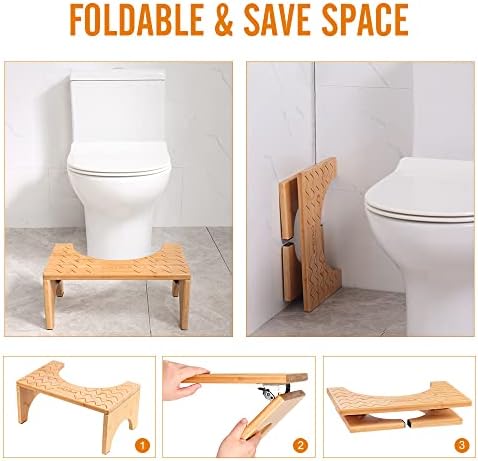 iFedio Toilet Stool, Poop Stool,Bamboo 7 Inch Toilet Potty Stool,Foldable Squat - Image 6
